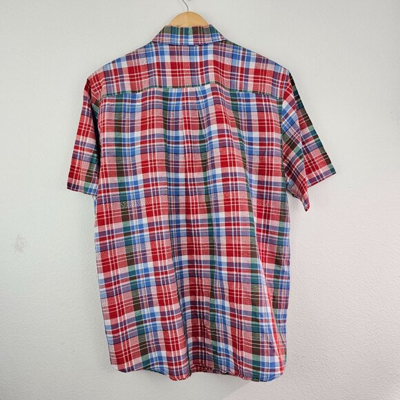 Ralph Lauren Chaps Linen Blend Colorful Plaid Shirt Mens Sz L Preppy Work Casual - Picture 6 of 9